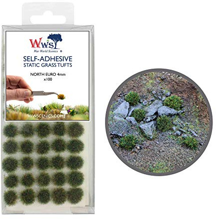 War World Scenics 4mm Nord-Europäische Selbstklebende Statische Grasbüschel x 100 - Modellbau Modellbahn Landschaftsbau Diorama Miniatur Tabletop Spiele Wargame Modelleisenbahn Geländebau