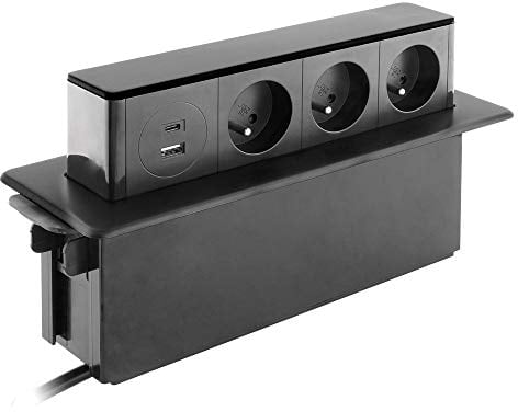 Otio - Bloc multiprise encastrable 3x 16A 2P+T avec 2 ports USB