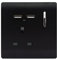 Trendi 1 Gang Single Switched Screwless Artistic Modern Glossy 13 Amp 2x Type A 2.1A USB Charging Port 13A Wall Outlet Plug Socket in Matt Black - ART-SKT13USBMBK