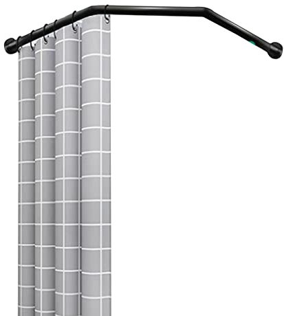 EEUK Barra Cortina Ducha Curva Extensible, Diamond Shaped Shower Rod Adjustable Shower Rod Free 304 Stainless Drill Install for Bathroom, Clothing Store, Private Space(Color:Negro)