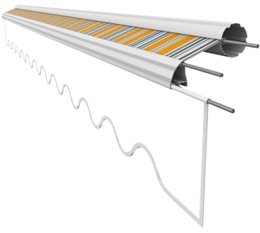 VANA Markisenstoff ohne Volant für 5,5 x 3 m Markise Ersatzstoff Markisentuch Bespannung Sonnenschutz fertig genäht Maß 5,38 x 3 m Design SPD040