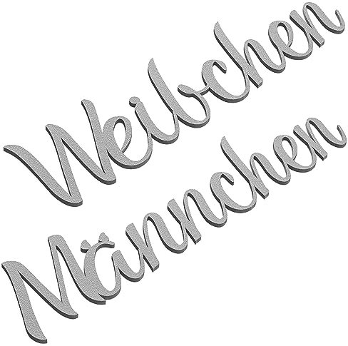 Weibchen Männchen Türschild Set WC Toilettenschild Selbstklebend Schriftzug Grau