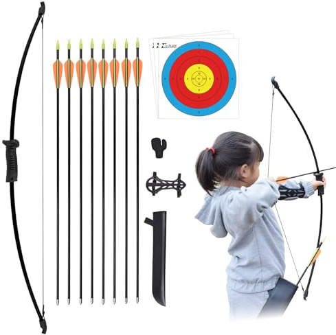 Archery Recurve Bow and Arrow Set Recurve Bows Take-down Bow for Archery Youth Junior Beginner Kids Longbow Training Target Practice Outdoor