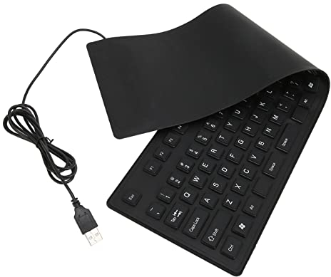 109 Tasten Faltbare Silikon USB-Tastatur Mit Kabel, Wasserdichte Flexible Rollup-Tastatur, Tragbar Und Leise für Desktop-Laptop, Heimbüro (Schwarz)
