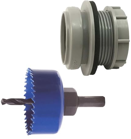 tecuro Kombi-Set Anschraub-Muffe DN 32, KS-grau, inkl. Kreisschneider Ø 59 mm