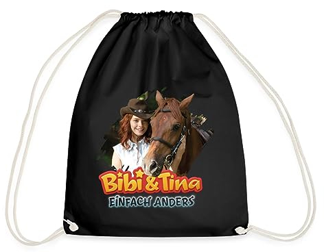 Spreadshirt Bibi & Tina Einfach Anders Tina und Amadeus Turnbeutel, One size, Schwarz