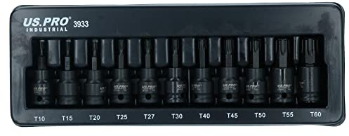 Male Torx Star Impact Impacted Shallow Short Bit Sockets T10 – T60 11pc Set