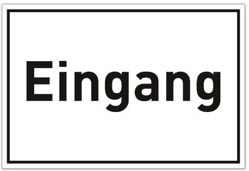 Schild Eingang 20cm x 30cm hergestellt aus robustem PVC stoß und kratzfest Eingangsschild in Weiß/Schwarz Hinweisschild Eingang mit UV-Schutz inkl. selbstklebender Rückseite