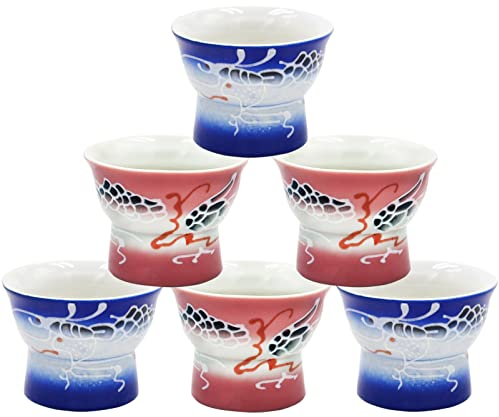 Goodyouge Tasse de saké asiatique image érotique en céramique japonaise saké tasse 6 tasses adaptées aux hommes et aux femmes