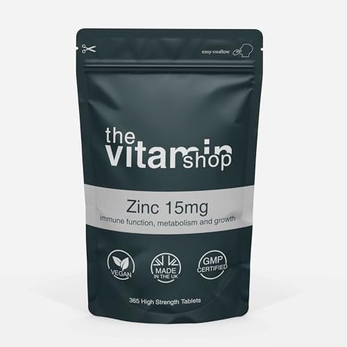Zinc 15mg High Strength Vegan Tablets | 365 Tablets - One Year Supply | Immune and Metabolism | Grip Sealed Pouch | Same Day Fast Secure Dispatch