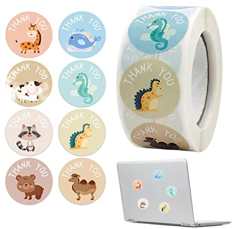 Rianpesn Niedliche Tieraufkleberrolle - Entzückende Farm Animal Sticker Sheets,1 Zoll Tier Selbstklebende Belohnungsaufkleber für Kinder Favors Ostern dekorativer Umschlag Siegel