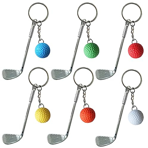 Fayemint 6 Stück Golf Schlüsselanhänger, Golfschläger Schlüsselring, Sport Schlüsselanhänger, für Schlüssel, Autos, Handtaschen, Rucksäcke