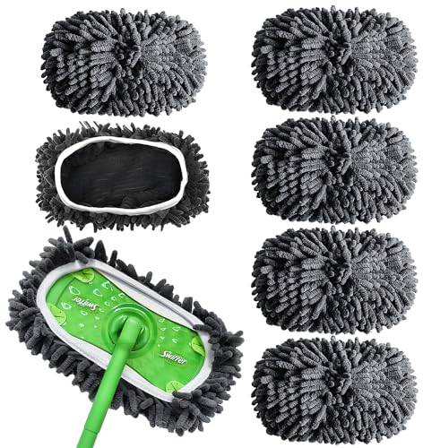 Editbar Pack of 6 Wipes Reusable for Swiffer Sweeper Mop, Dry Floor Cloths / Wet Floor Cloths Cleaning Products for Swiffer Sweeper Mop, Floor Mop Cover for Cleaning Hard Floors/Wooden Floors