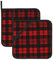 Lot de 2 maniques à carreaux rouges et noirs résistants à la chaleur pour micro-ondes, four, barbecue