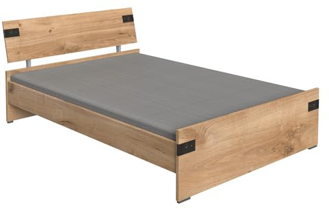 Lomadox Jugendbett 140x200cm in Plankeneiche/Graphit, B x H x T ca. 146 x 85 x 210cm