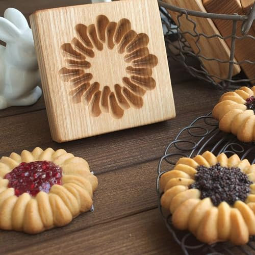 Geschnitzte hölzerne Ausstechform für Kekse, Lebkuchen, Keksstempelformen für Springerle, Tragacanth, Marzipan, russische Pryanik, Lebkuchen und Tirggel (Blume-A)