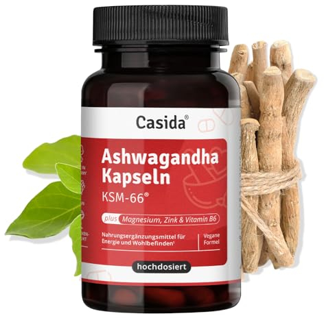 Casida® Ashwagandha Kapseln KSM-66® plus Magnesium, Zink und Vitamin B6 - vegan & laborgeprüft - 90 Kapseln