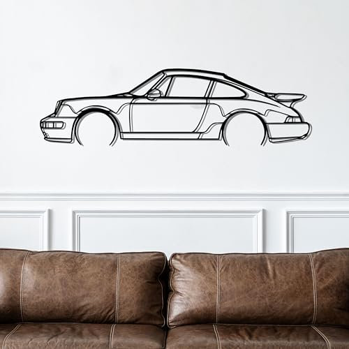 Carrera 964, Metall Wandbild, Wanddeko, Auto Silhouette, Metal Car Wall Art (100 cm (39))