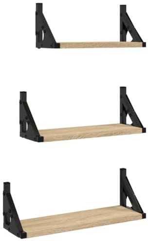 vidaXL 3 Piece Wall Shelf Set Sonoma Oak Engineered Wood