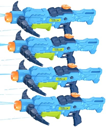Wasserpistolen für Kinder, 4 PCS XXL Super Squirt Wasser-Pistole mit Vielseitiger Armbrust - 750ML Hochtank, 26 ft Starke Reichweite, 22 Große Wasserspielzeug für Jungen Mädchen Erwachsene