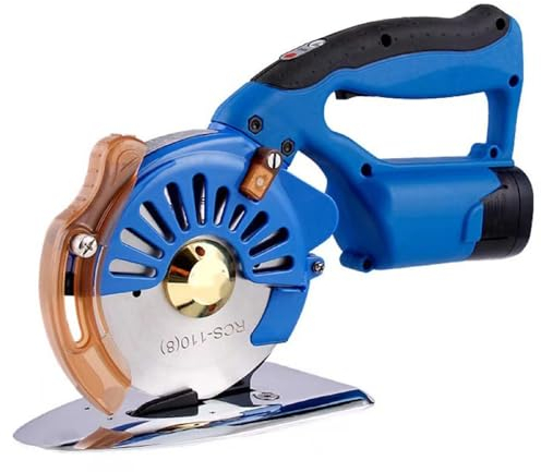 ExoticaBlend Elektrischer rotierender Stoffschneider, 100/110/125 mm kabellose elektrische Schere für Stoff, Leder, Teppich, 5 Geschwindigkeitsstufen, 2 x 2500 mAh Akku, leicht,110mm