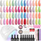 Kit Vernis Semi Permanent avec 48W Lampe UV Ongles Gel, Phoenixy Vernis Semi Permanent 28 Couleurs avec Top Coat et Matte Coat, Kit Ongle Gel UV Complet DIY à la Maison