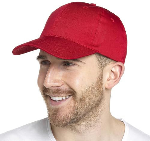 A2Z Mens Plain Baseball Cap Breathable Polyester Cotton - Baseball Cap AZ4791 Red