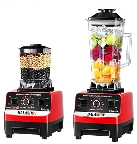 Heavy Duty Commercial Grade Blender, 2000W, 2 in 1 Mixer, Food Processor, Ice Smoothies Blender, Sharp metal blades, Sturdy base, Secure lid, pulse switch, 15 different speeds