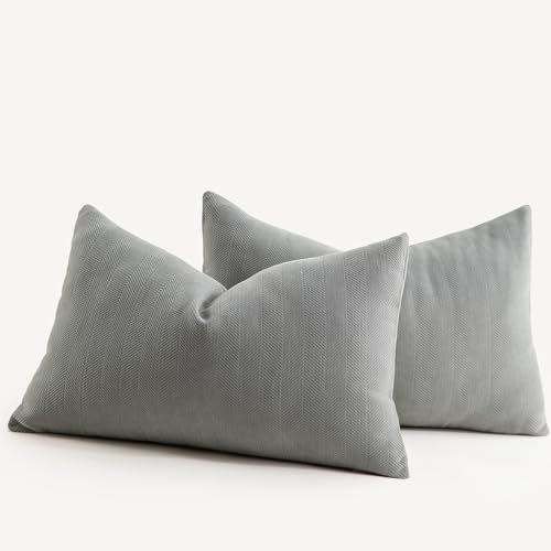 Mandioo 2er Set Kissenbezug 40x80 cm Elefant Grey Chenille Kissenbezüge weich Gemütlich langlebig modern Zierkissenbezug Dekokissen Kissenhülle für Sofa Wohnzimmer Schlafzimmer