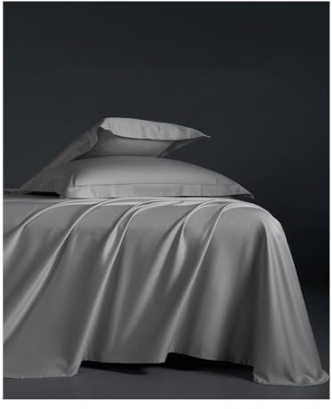 Bettlaken ohne Gummizug Betttuch Leintuch Haustuch Premium 100S Langstapelige Baumwolle Satin Laken vielen Größen und Farben(Light Gray,245x265cm)