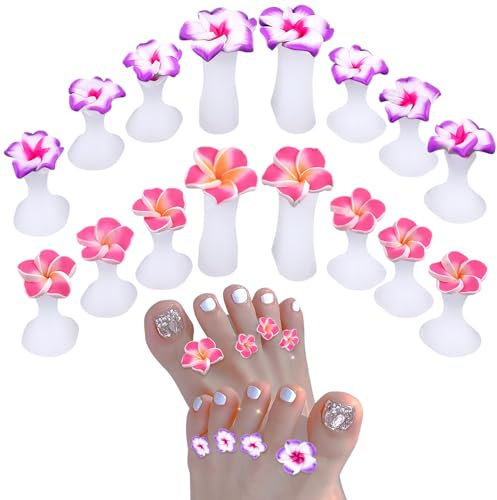 Colorich 16 Pcs Toe Separators for Nail Varnish, Silicone Toe Separator Pedicure, Daisy Flower Toe Separator for Nail Polish, Toes Separators for Women for Nail Polish Application Nail Art Tools