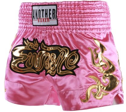Runhomal Pantaloncini sportivi MMA da ragazzo, pantaloncini da boxe Muay Thai Kick Boxing Trunks per bambini 5-16 anni, Rosa, 8-12 ans