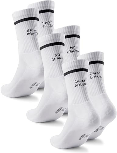 Occulto Damen & Herren Statement Tennis Socken 3er Pack (Modell: Leo) Easy 35-38