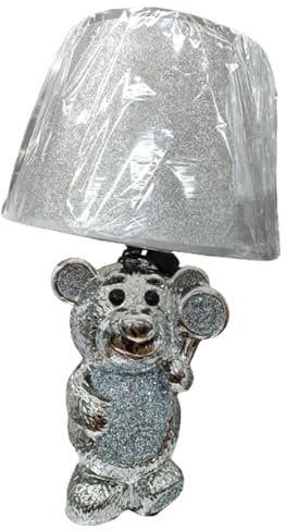 DEENZ The Pooh Table Lamp with Shade Crushed Jewel Romany Diamante Silver Shelf Sitter Ornament Home Decor