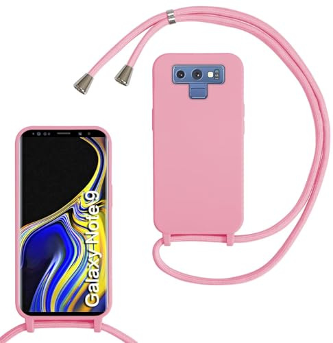xinyunew Handykette für Samsung Galaxy Note 9 Hülle mit Band, Handyhülle mit Schnur zum Umhängen, weiche TPU Silikonhülle mit Band [abnehmbar] Halskettenhülle für Samsung Galaxy Note 9-Rosa