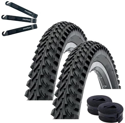 2 x Kenda K-898 26 MTB Fahrradreifen Schwarz 50-559 (26 x 1.95) + 2 passende Schläuche SV inkl. maxxi4you Reifenheber
