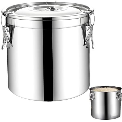 DAGLLGEW Stainless Steel Food Storage Containers 6L Large Capacity Bucket with Airtight Lid Storage Food for Flour Grain Coffee Bean Rice