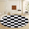 90 cm Runder Rutschfester Teppich, Schwarz Weiß Karierte Quadrate Waschbarer Runder Rugs, Schachbrettmuster Runde Teppich für Küche, Waschraum, Wohnzimmer, Esszimmer