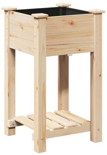 vidaXL Garten-Pflanzgefäß Beige 45 x 45 x 76,5 cm | Genug Platz, um deine Pflanzen zu sortieren, Rustikales Holzfinish für ein natürliches Ambiente,