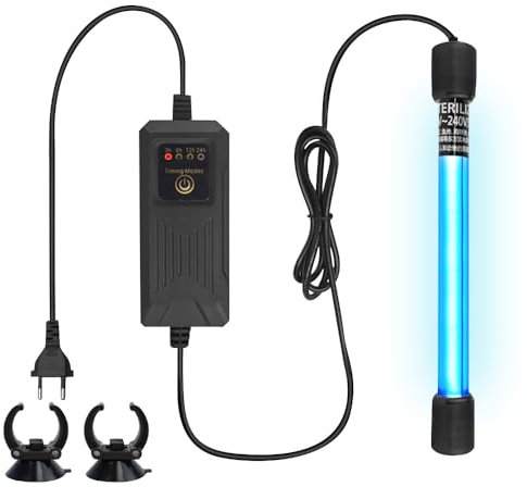 CLIUNT Aquarium UV Sterilisator Licht, 11W Aquarium Sterilisator Licht mit Timer, Uv Klärer Aquarium, Zuhause UV Sterilisator Lampe, UV Sterilisationslampe für Reinigung von Aquarien Aquarium Pools