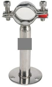 PAKMEZ 32mm 304 Stainless Steel Pipe Clamp Clip Support bracket with base plate Pole Length 100mm
