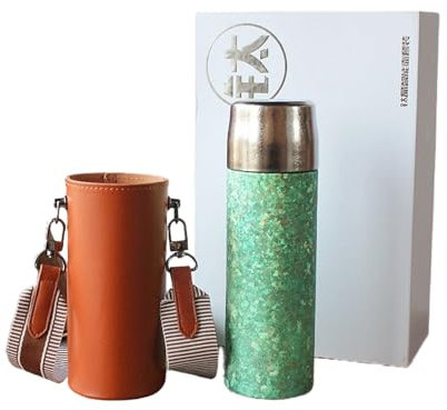Pure Titanium Insulated Cup, Portable for Car Travel, Large Capacity, Outdoor Sports Water Bottle/17 Oz (Green+,500ml)