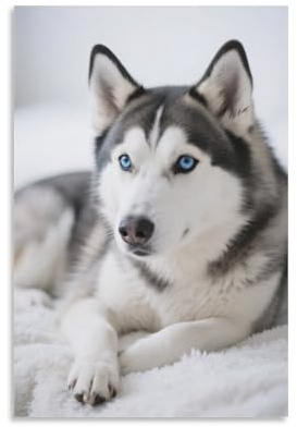 DFENILROP Sibirien Husky Wandbild, Hund Poster Kunstwerk | Bildaufdruck Auf Leinwand, Premium Innendekoration Gemälde Für Wohnzimmer Schlafzimmer, Geschenk 20x30inch(50x75cm)