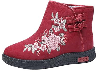 Bottes d'hiver doublées pour femme - Bottes d'hiver à enfiler - Bottines courtes - Chaudes - Bottines d'hiver - Bottes d'hiver - Bottes thermiques - Chaussures de travail, chaussures de loisirs