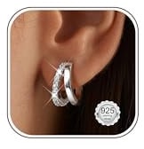 Adramata Ohrringe Silber 925 Creolen 14K Vergoldete/Silber Ohrringe für Damen Hypoallergen Offene Ohrring Creolen Chunky Statement Ohrring Geschenke für Frauen