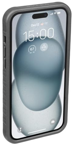 Topeak RideCase iPhone 15 Plus Smartphone Case Schwarz Grau, stoßfeste Handyhülle aus Kunststoff für Fahrrad Navigation und Training ohne Lenkerhalterung