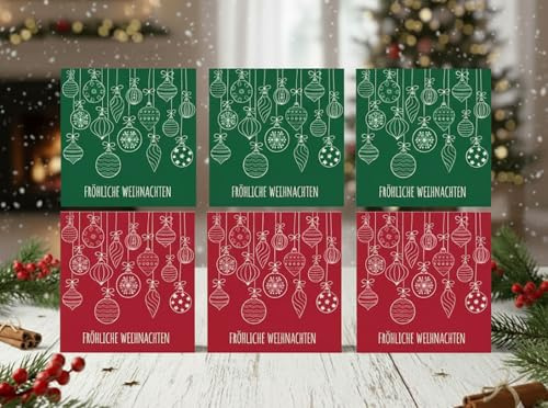 KAMACA Servietten Papierservietten Motivservietten Weihnachtskugeln in Rot und Grün 3 lagig 33x33 cm festliche Tischdekoration Feier Brunch Dinner Advent Weihnachten (120 Servietten Kugeln rot+grün)