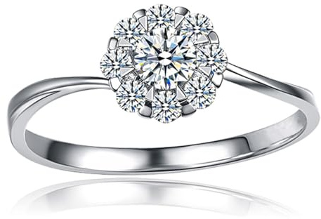 LONAGO 9K/14/18K Pure Gold Engagement Ring 1.3cttw Round Bright Moissanite/Diamond Twisted Ring Promise Wedding Ring for Women