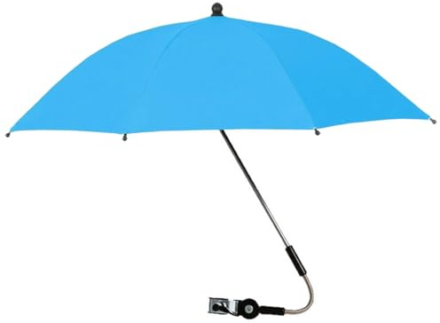 Xoeryoy Clip-On-Regenschirm für Stuhl, 360° Verstellbarer Sonnenschutz mit Klemme, tragbarer schwarz beschichteter Regenschirm für Kinderwagen, Strandkorb, Rollstuhl, Golfwagen im Freien, blau