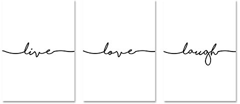 PICSonPAPER Poster 3er-Set live, Love, Laugh, ungerahmt DIN A4, Dekoration, Kunstdruck, Wandbild, Typographie, Geschenk (Ohne Rahmen DIN A4)